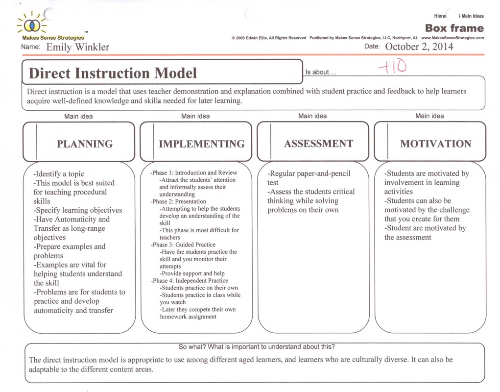 Direct Instruction Model Fall 2014